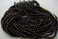 Natural Black Pearl 4mm Round Shape Beads Strand 15 -16 inches Long