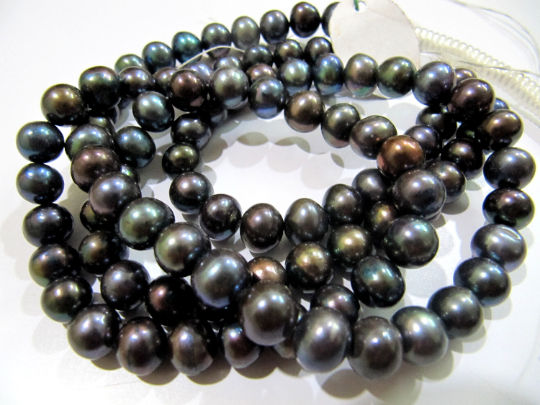 Natural Black Pearl Round Beads 10mm Round Shape Strand 16 inches