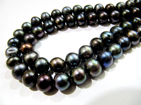 Natural Black Pearl Round Beads 10mm Round Shape Strand 16 inches