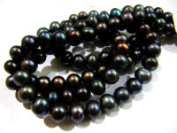 Natural Black Pearl Round Beads 10mm Round Shape Strand 16 inches