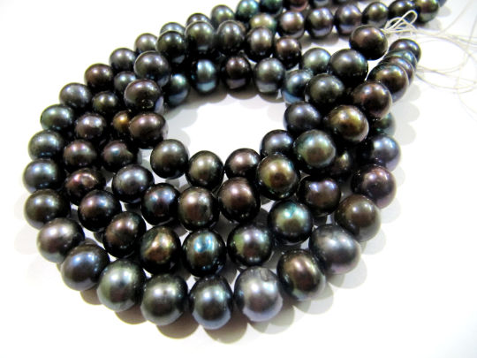 Natural Black Pearl Round Beads 10mm Round Shape Strand 16 inches