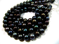 Natural Black Pearl Round Beads 10mm Round Shape Strand 16 inches