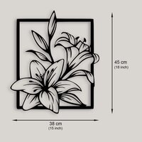 Iron Flower In Frame Rectangular Laser Cut Black Finish Wall Art For Your Home And Office Decor And Return Gift