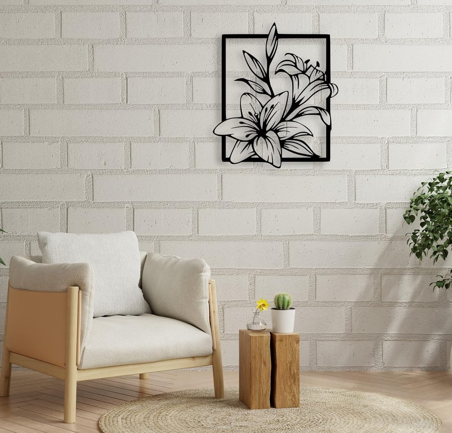 Iron Flower In Frame Rectangular Laser Cut Black Finish Wall Art For Your Home And Office Decor And Return Gift