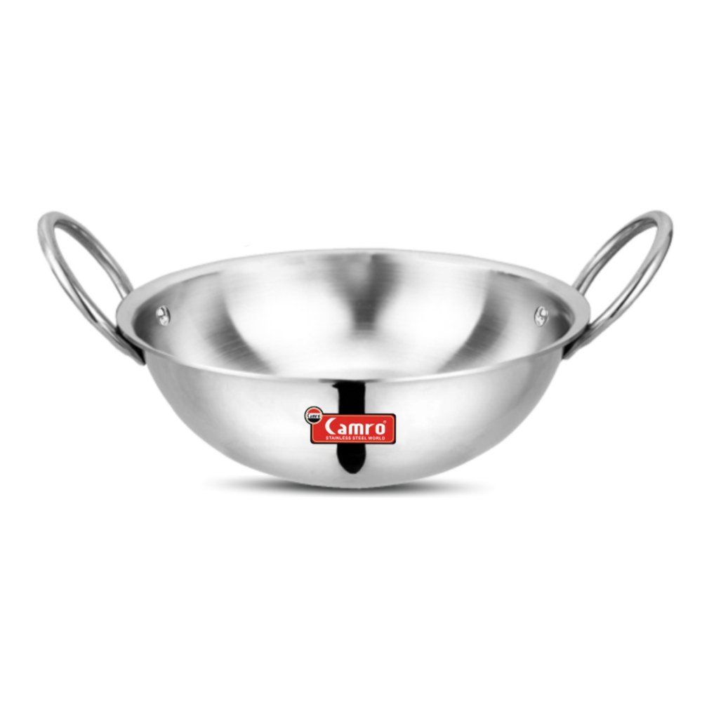 Triply Stainless Steel Round Bottom Kadai Heavy Bottom, 1.2 ltr