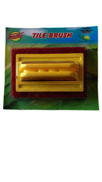 Tile Brush - Plastic, Pack Of 12 Pieces, Yellow/red | Highly Durable, Eco Friendly, Unique Design Saves Water For Kitchenware & Utensils Cleaning