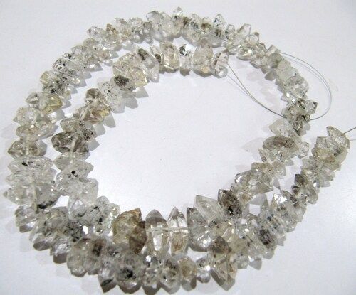 Natural Herkimer Diamond Quartz Free Shape 5-7mm Strand 8 inches Long