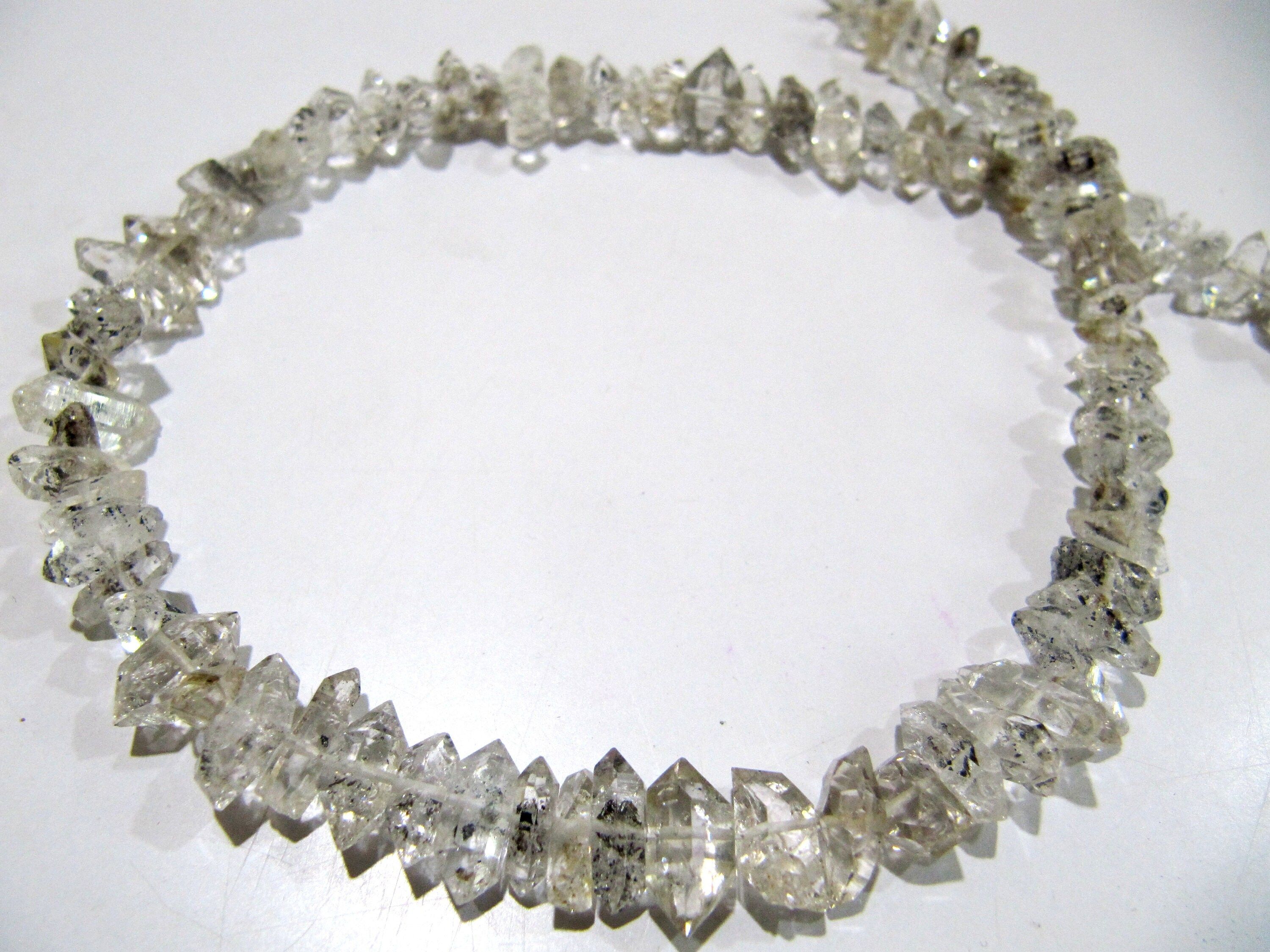 Natural Herkimer Diamond Quartz Free Shape 5-7mm Strand 8 inches Long