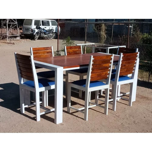 Wooden and matel dining table with chairs