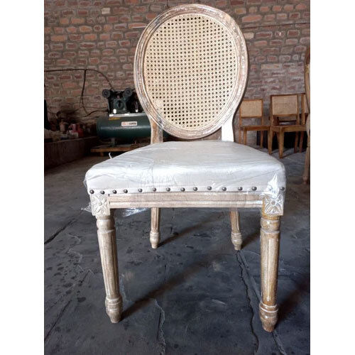 White Wooden Round Back Chair