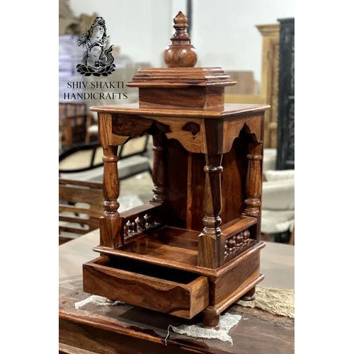 Wooden Pooja Temple - Color: Brown