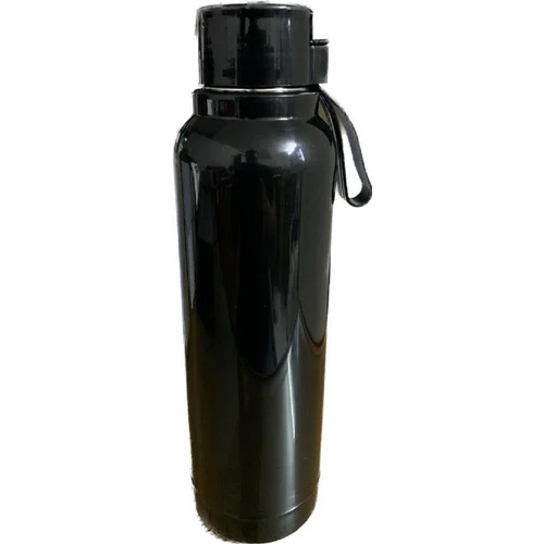 Insulated Steel Water Bottle - 750 Milliliter Capacity Glossy Black Screw Cap Design | Durable Stainless Steel Keeps Drinks Hot or Cold