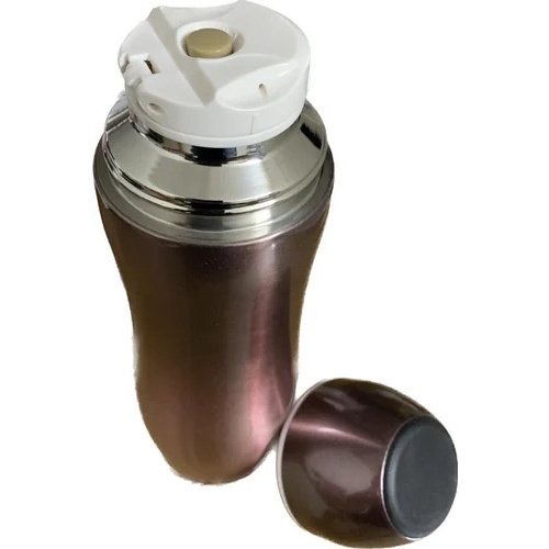Vacuum Flask Curvy Bullet - Stainless Steel, 500 ML Capacity, Copper And Blue Color | Screw Cap Sealing, Round Shape, Leak-Proof Design