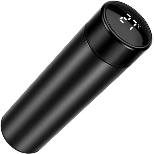 Smart Thermal Vacuum Flask - Stainless Steel 500 Milliliters Matte Black | Vacuum Insulation for Hourly Temperature Control Round Shape with Screw Cap