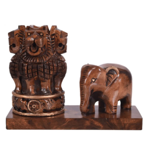 Decorative Wooden Pen Holder - High-Quality Wood, 20 x 8 Inches | Animal Theme, Stylish Design for Home, College, Office Use