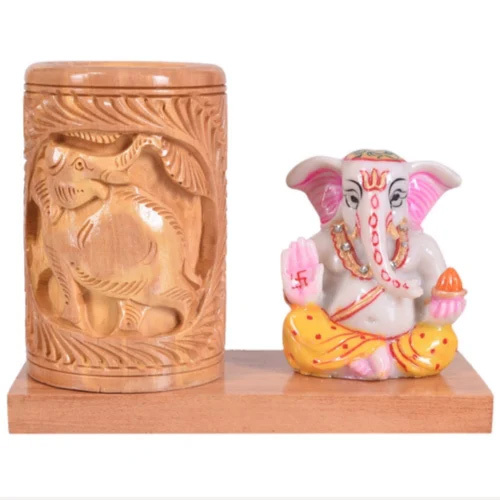Table Pen Holder - Acrylic 20 x 8 Inches | Ganesha Theme Washable Stylish Desk Accessory for Home College and Office