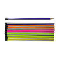 Neon Colour And Silver Hexagon Rubber Tip Pencils With Depping