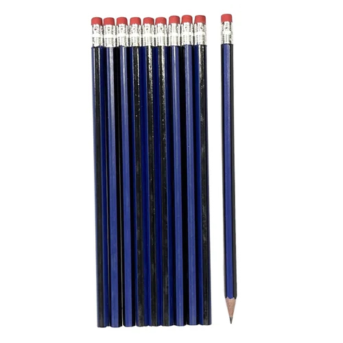 Blue And Black Hexagon Rubber Tip Polymer Pencils