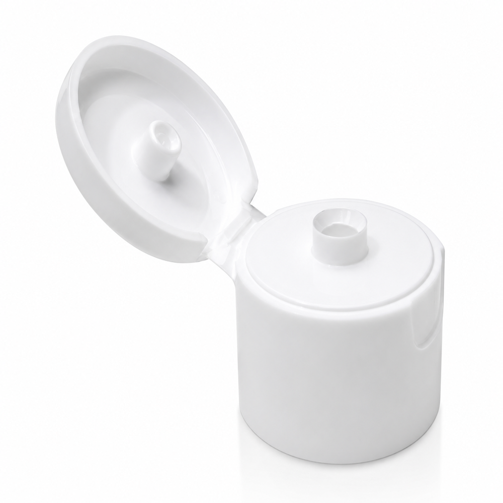 28Mm Plastic Flip Top Cap - Color: White