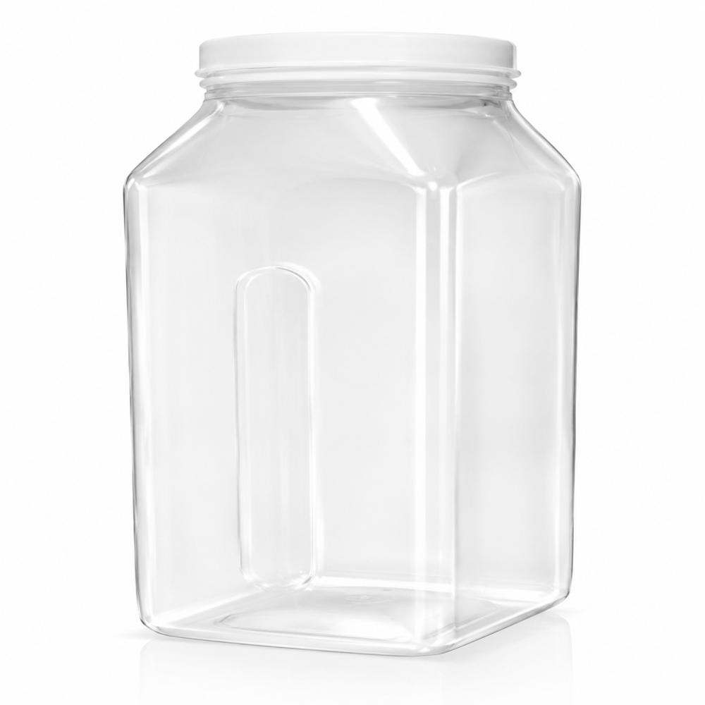 Transparent Plastic Jar - Food-Grade Plastic, Rigid Hardness, Transparent Color | Airtight Screw-On Lid, Versatile Storage for Food, Cosmetics, Crafts