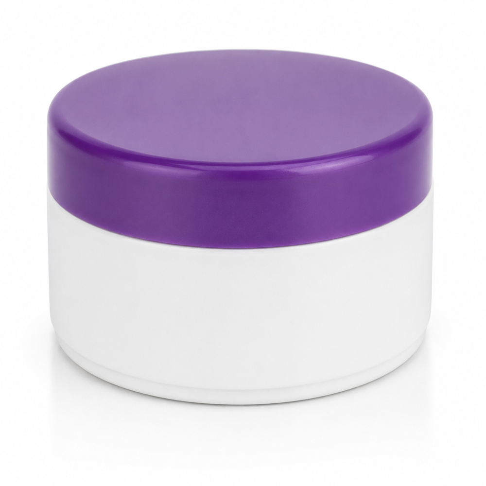 Plastic Beauty Cream Jar - Plastic Material, 50mm Size, Elegant White Design | Lightweight, Moisture-Proof, Secure Screw-On Lid