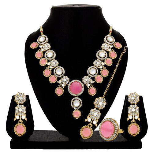 Blooming Grace Mehandi plated Choker Necklace Set.....