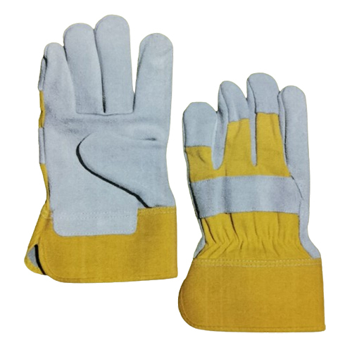 Industrial Re102 Rigger Leather Gloves - Color: Gray & Yellow