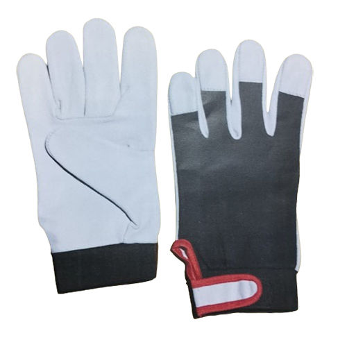 Re301 Mechanical Leather Gloves - Color: Gray & Black