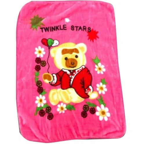 Pink Baby Fleece Blanket - 45x75mm, Soft Fleece Material in Pink Color, Cute Printed Patterns - Cozy for Home and Travel