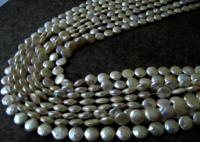 Natural Pearl Coin Shape 11-12mm Beads Strand 16 inches Long