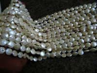 Natural Pearl Coin Shape 11-12mm Beads Strand 16 inches Long