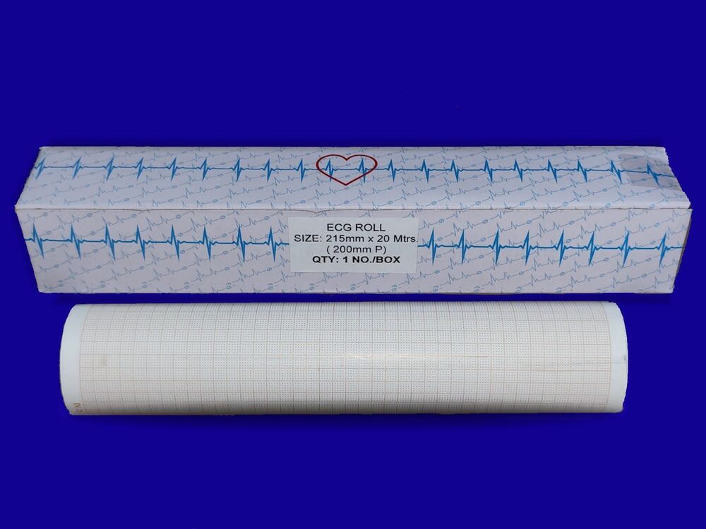 ECG Paper Roll 215mm X 20mtrs - Coated Paper, 215mm x 20mtrs Size, Smooth Surface for Clear Readings | High-Quality, Durable Material