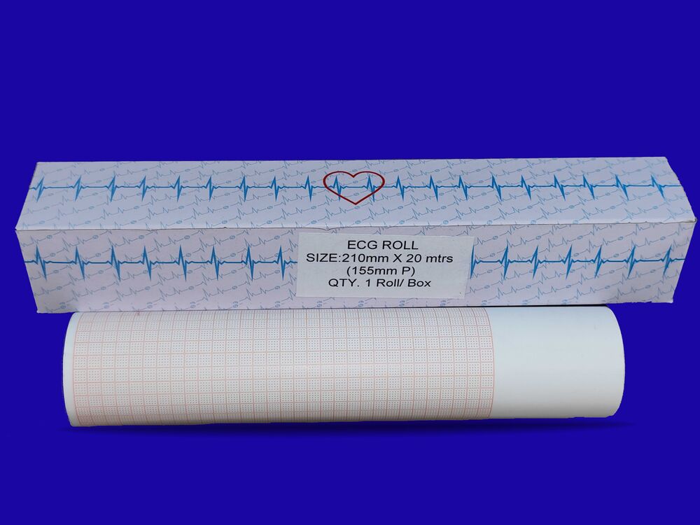 Ecg Paper Roll 210mm X 20mtrs (155p) - Coated Paper, 210mm Width X 20m Length, Smooth Surface, 55-60 Gsm, Suitable For Ecg Machines