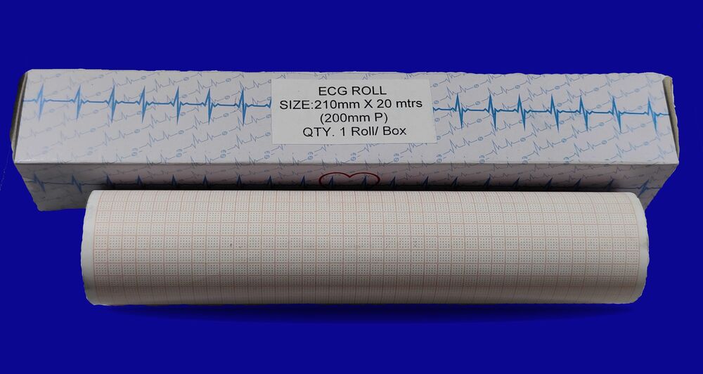 12 Channel ECG Paper Roll 210mm X 20mtrs - Coated Paper, 210mm x 20mtrs, White Color | Suitable For ECG Machines, Durable Materials