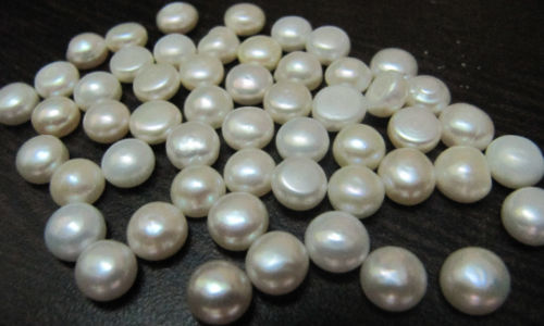 10 Pcs Set Natural White Pearls Coin Shape Round Plain 7 To 10mm Pearl