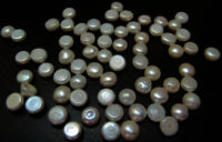 10 Pcs Set Natural White Pearls Coin Shape Round Plain 7 To 10mm Pearl