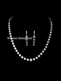 Natural Diamond Solitaire Look Necklace & Earrings