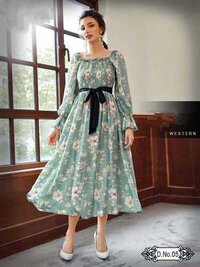 Long Western Rayon Gown - Color: As Per Image