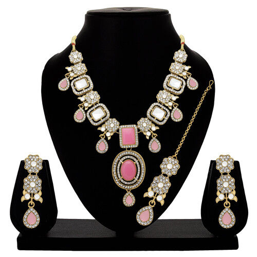 Square Floral Elegance Choker Necklace Set...