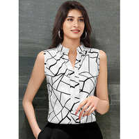 Ladies Half Sleeve Printed Tops - Ruby Blended Cotton, Sizes S(36), M(38), L(40), XL(42), 2 Attractive Colors, Designer Neck & Front, Sleeveless Design