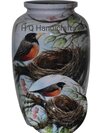 Aluminium Classic Bird Nest Printed, Enameled Ash Cremation Urn - Color: Bright Gray (#e8e9eb)