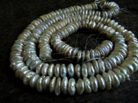 Natural White Pearl Button Disc Shape 10 To 11mm Beads Strand 8 Inches Long - Material: Stone