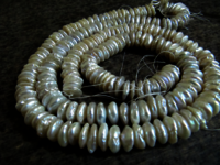 Natural White Pearl Button Disc Shape 10 to 11mm Beads Strand 8 inches Long