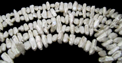 Natural White Biwa Pearl Fancy Shape 16to20mm Beads 34 Inches long