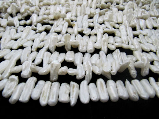 Natural White Biwa Pearl Fancy Shape 16to20mm Beads 34 Inches long