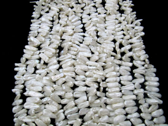 Natural White Biwa Pearl Fancy Shape 16to20mm Beads 34 Inches long