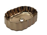 Ceramic Wash Basin - 500x370x145 Mm, Glossy Rose Gold Color, One-piece Structure With Smooth And Polished Finish, Easy Above-counter Installation