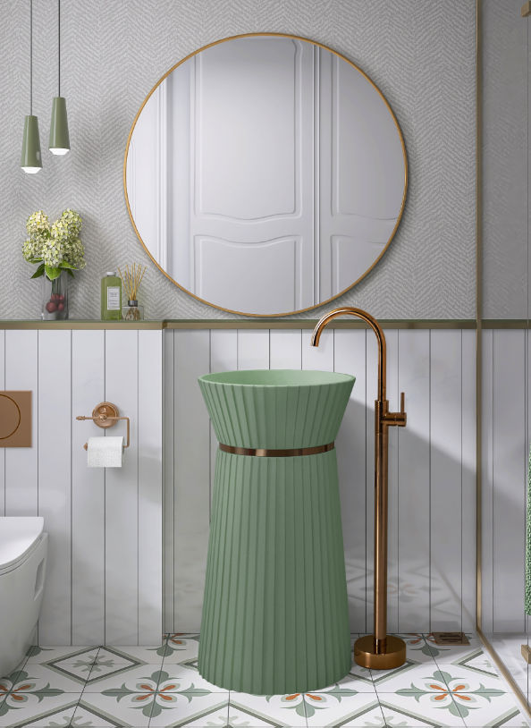 Imported Pedestal Basin - Color: Green