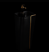 Ceramic Pedestal Wash Basin - Color: Black