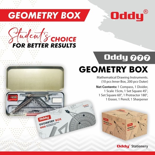 Geometry Box - Durable Metal Tin Case Compact & Stylish Design for Geometry Trigonometry and Technical Drawing Tasks